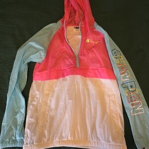 Champion Vibrant Pink and White Windbreaker